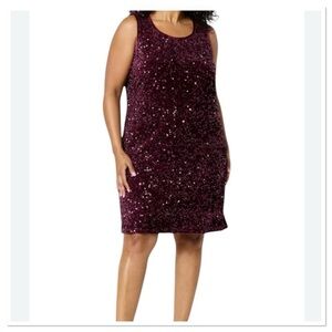 Nina Leonard Sparkling Sleeveless Mini Dress - Burgundy